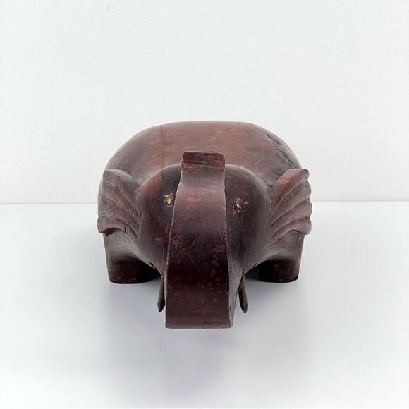 Vintage 1950's Opium Den Pillow: Hand-Carved 16" Chinese Wood Elephant Pillow - Picture 4 of 10